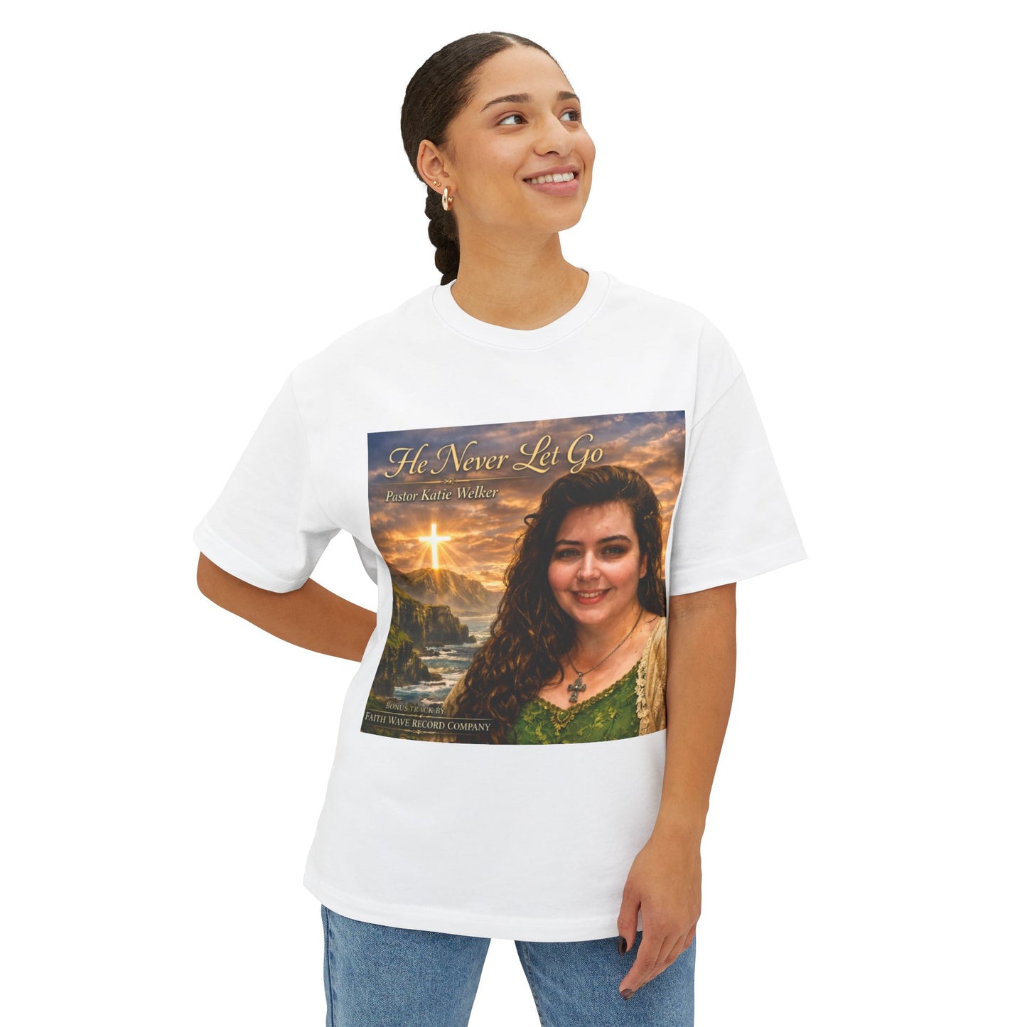 Christian Tee "He Never Let Go" Album Art Shirt