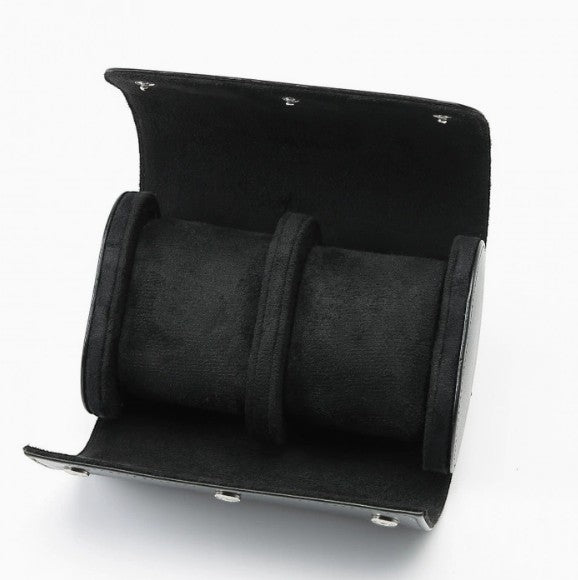 Creative Vault Marketplace black PU leather travel watch case with three slots and a soft velvet interior