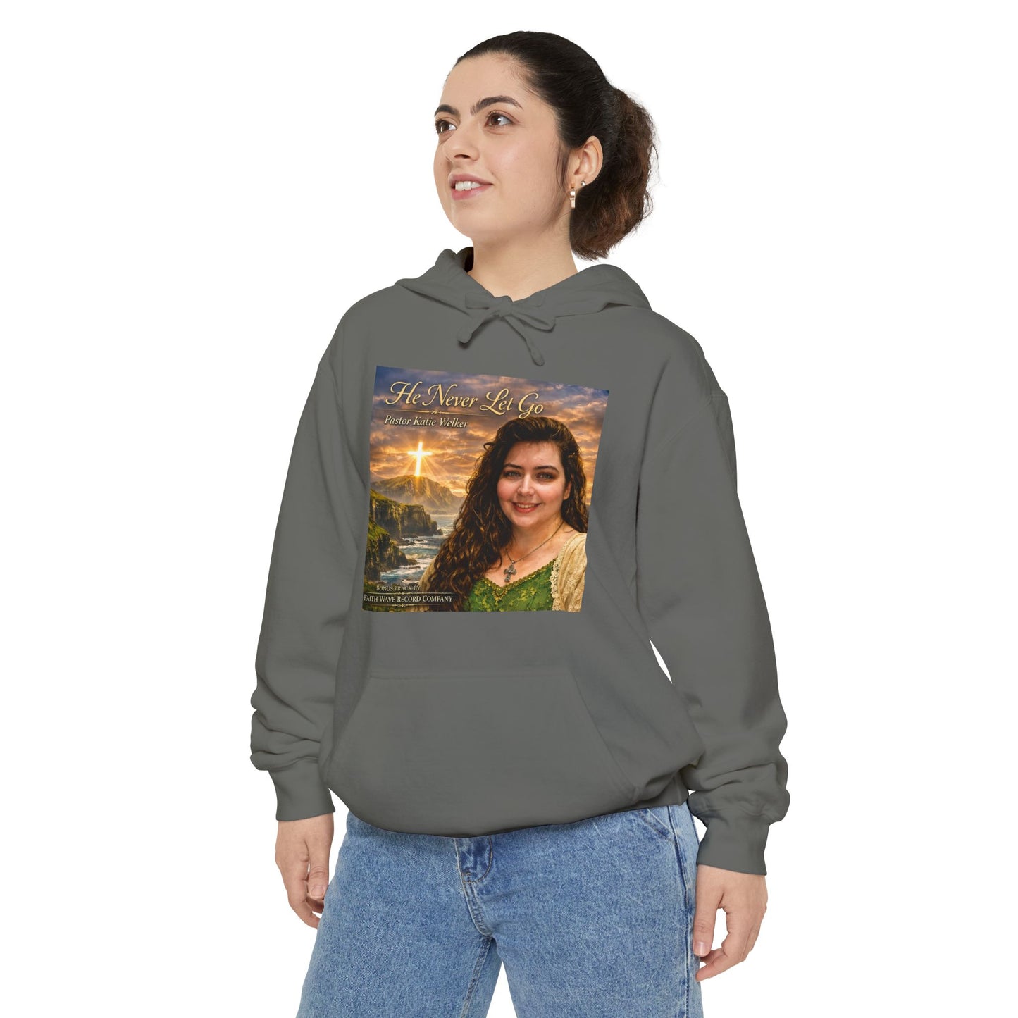 Christian Portrait Hoodie - 'He Lives For Me' Inspirational Faith Sweatshirt