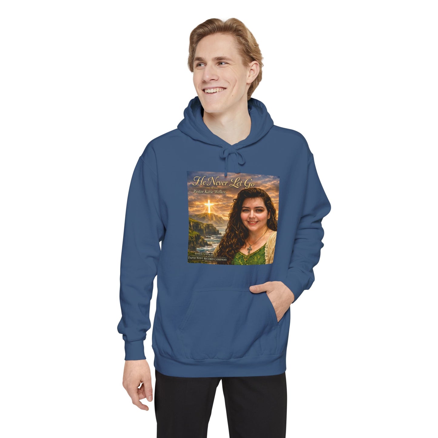 Christian Portrait Hoodie - 'He Lives For Me' Inspirational Faith Sweatshirt