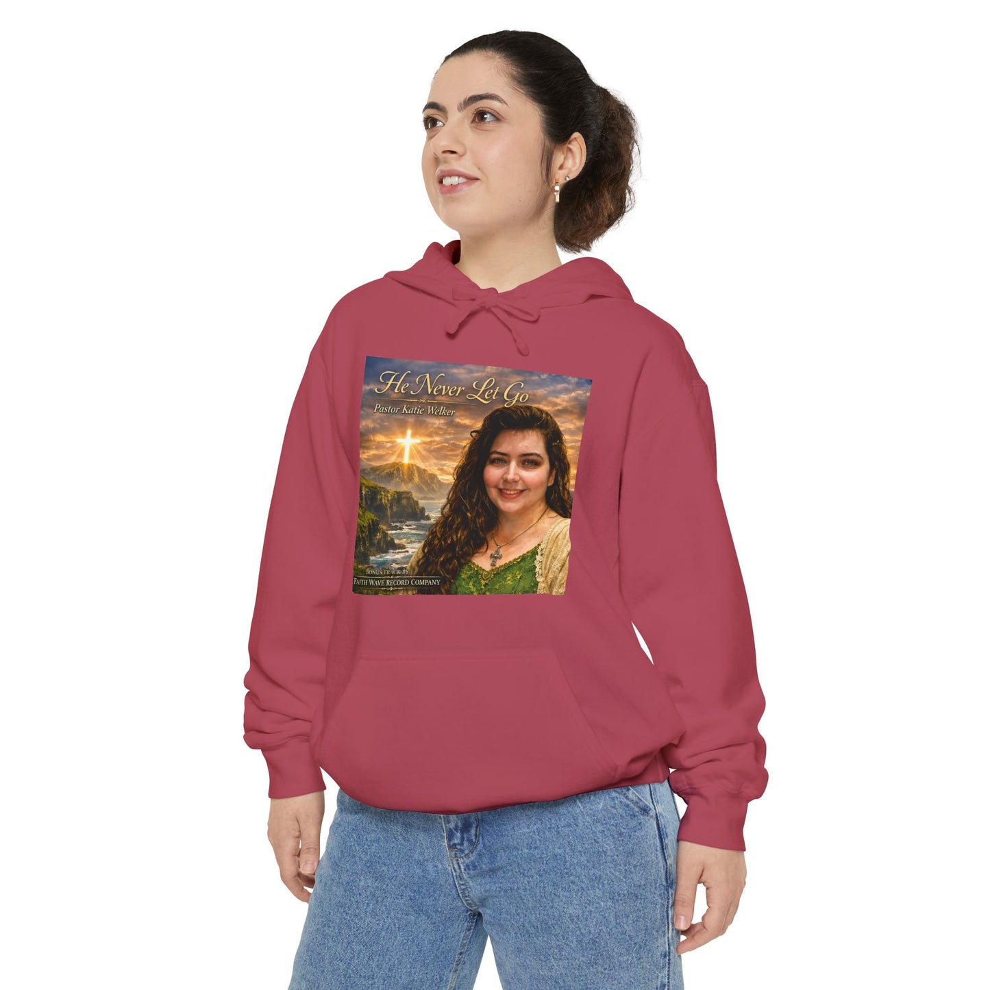 Christian Portrait Hoodie - 'He Lives For Me' Inspirational Faith Sweatshirt