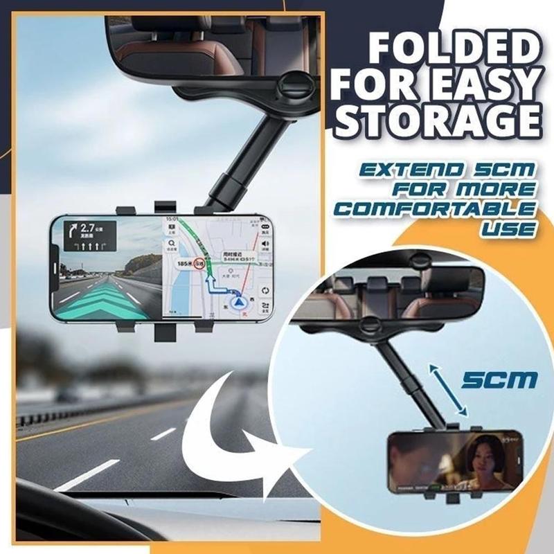 Rearview Mirror Phone Holder For Car Rotatable And Retractable Car Phone Holder Multifunctional 360 Rear View Mirror Phone Holder Suitable For All Mobile Phones And All Car by Creative Vault Marketplace