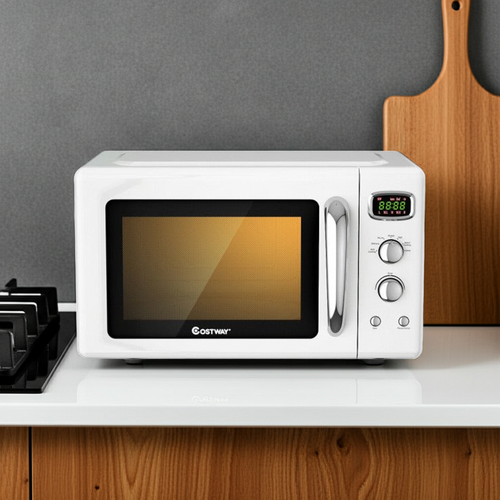 0.9 Cu.ft Retro Countertop Compact Microwave Oven-White by VYSN