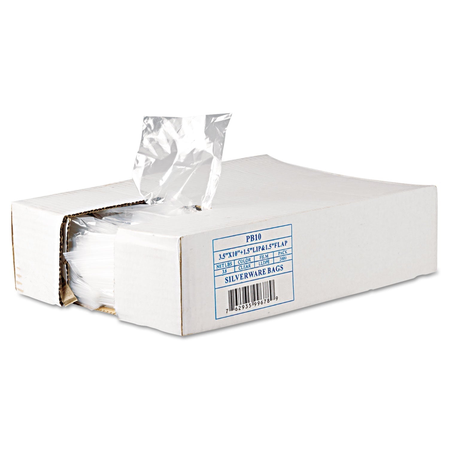 Inteplast Group Silverware Bags, 0.7 mil, 3.5" x 1.5", Clear, 2,000/Carton by 2xSavings