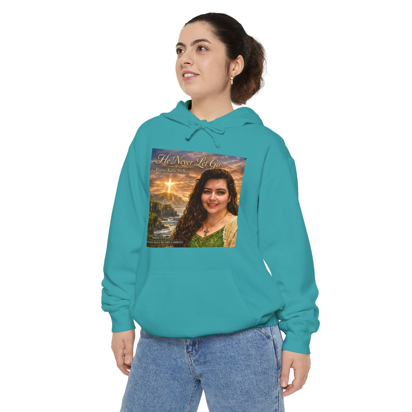 Christian Portrait Hoodie - 'He Lives For Me' Inspirational Faith Sweatshirt