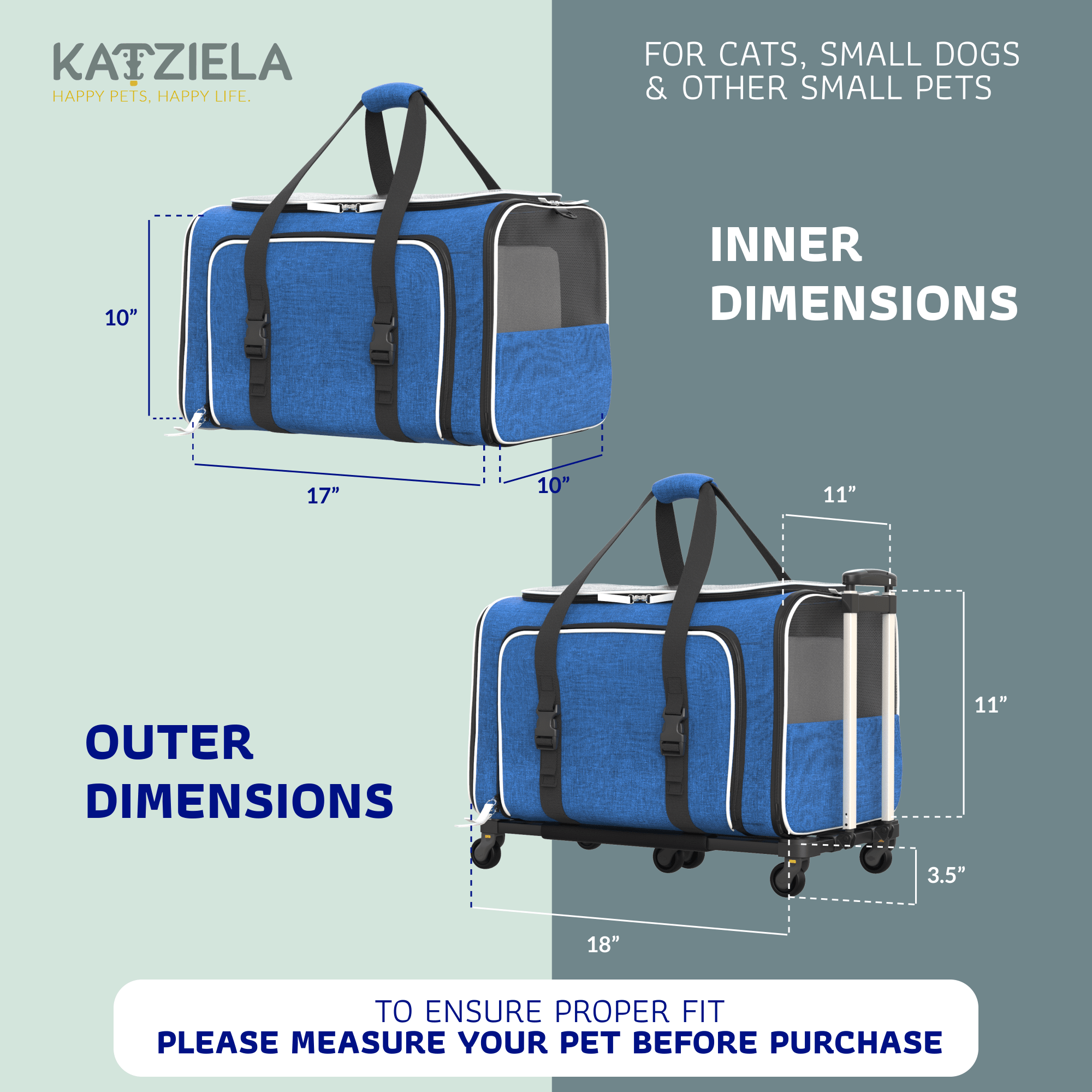 Rolling Rover Airline Compliant Expandable Wheeled Pet Carrier by Katziela