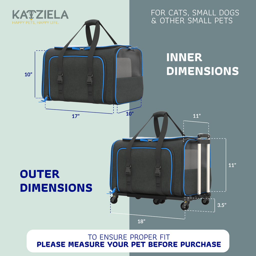 Rolling Rover Airline Compliant Expandable Wheeled Pet Carrier by Katziela