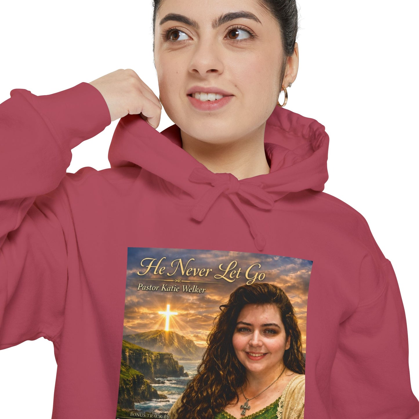 Christian Portrait Hoodie - 'He Lives For Me' Inspirational Faith Sweatshirt