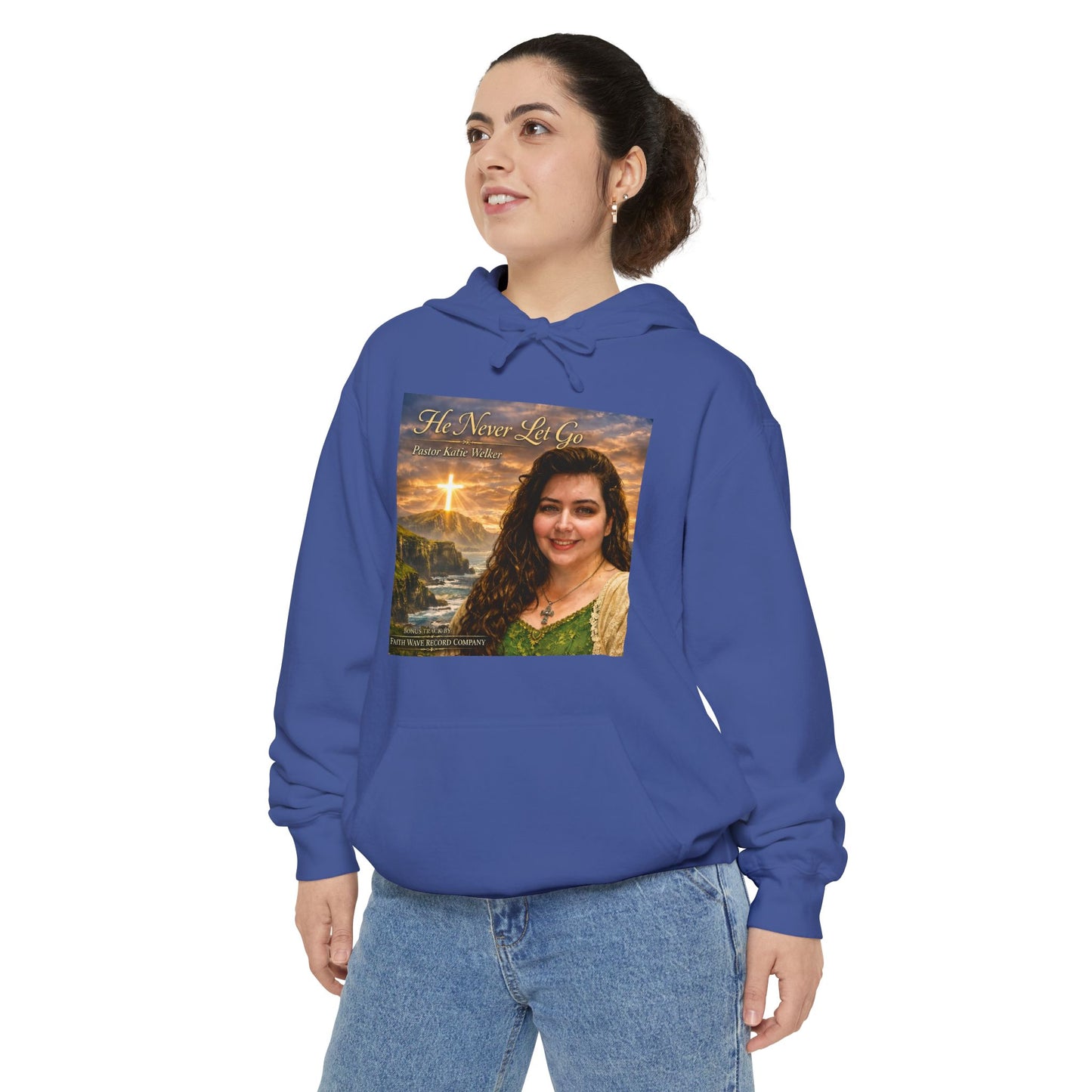 Christian Portrait Hoodie - 'He Lives For Me' Inspirational Faith Sweatshirt