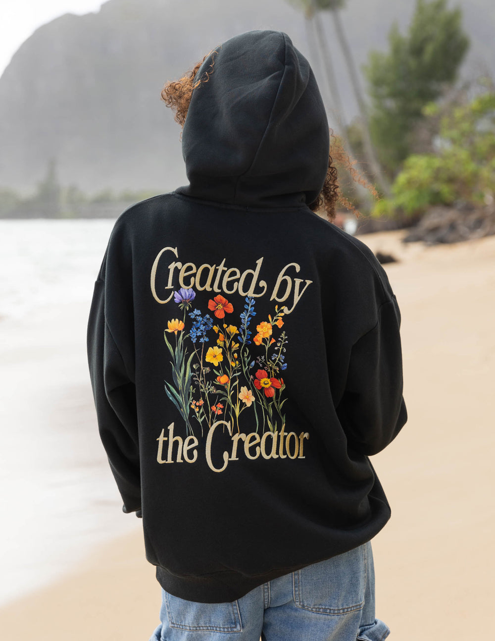Unisex Hoodie With Colossians 1 16 Bible Verse Created By The Creator Black by Elevated Faith