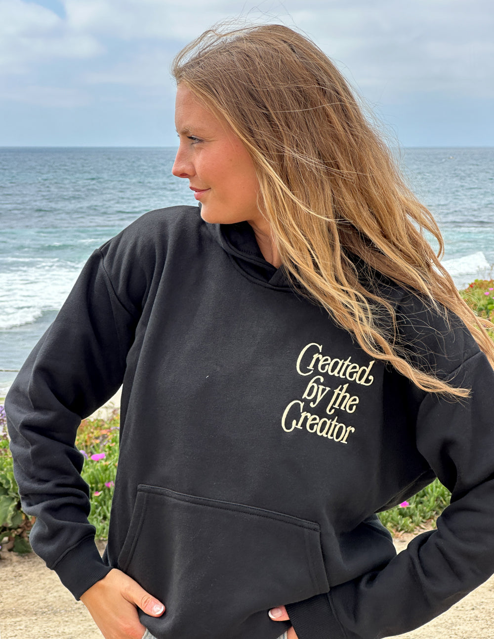 Unisex Hoodie With Colossians 1 16 Bible Verse Created By The Creator Black by Elevated Faith