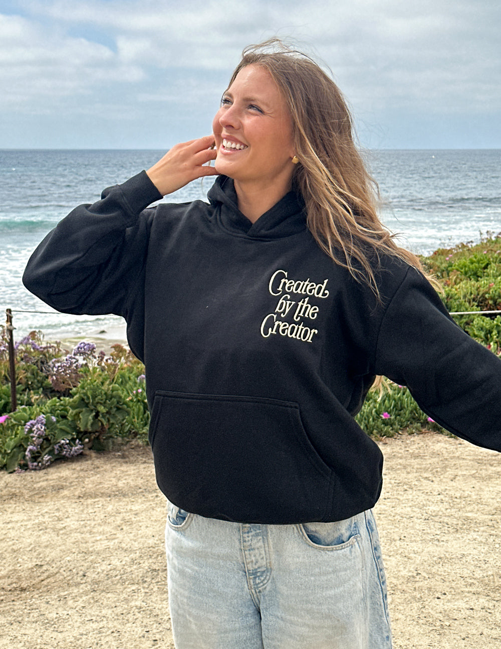 Unisex Hoodie With Colossians 1 16 Bible Verse Created By The Creator Black by Elevated Faith