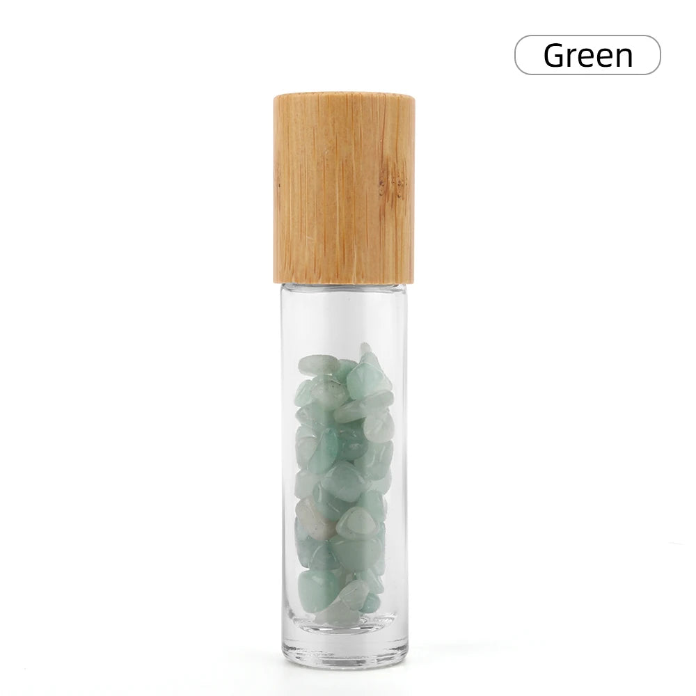 Crystal Gemstone Essential Oil Roller Bottle – Natural Healing Stone Roll-On (10ml)