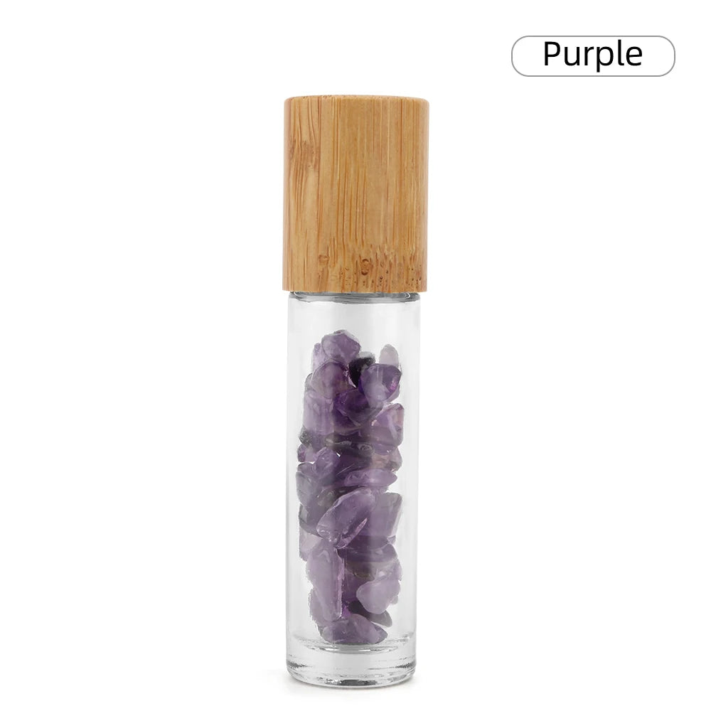 Crystal Gemstone Essential Oil Roller Bottle – Natural Healing Stone Roll-On (10ml)