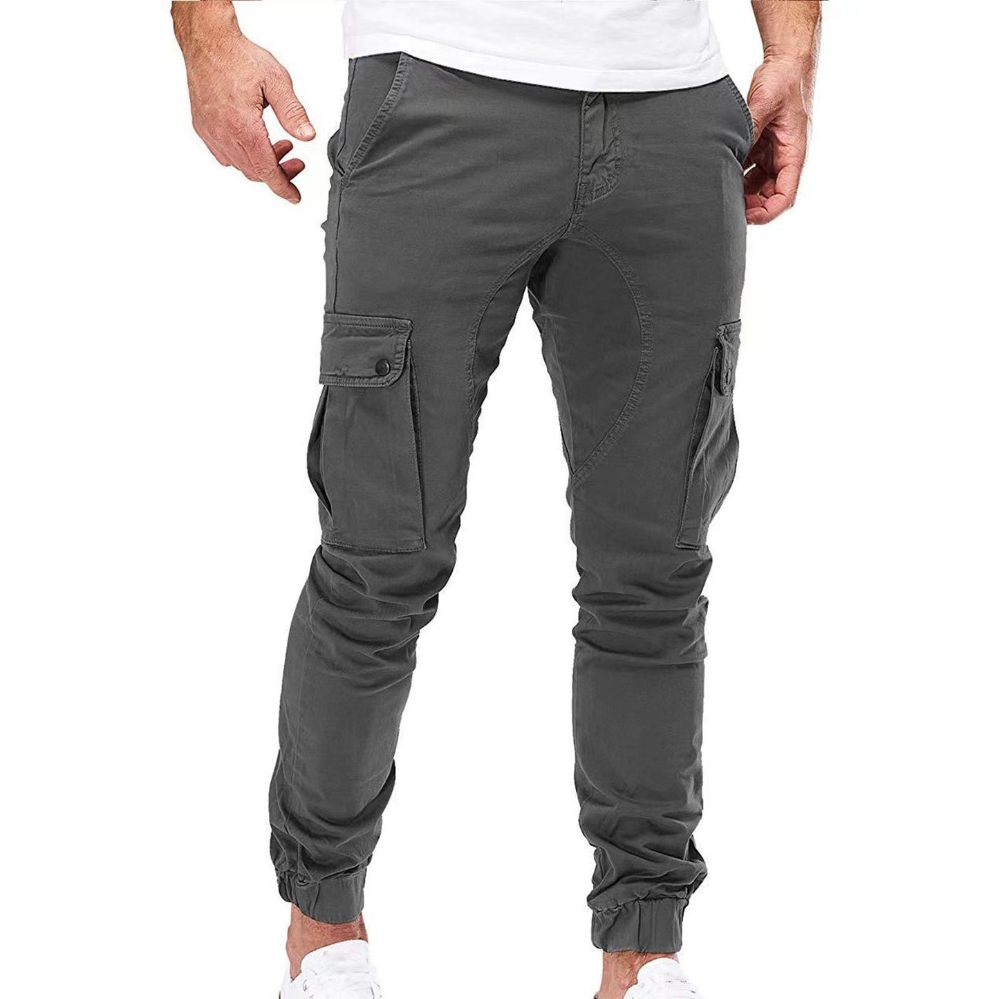 Men's Multi-Pocket Cargo Pants – 100% Cotton Casual Trousers (M–XXXL)