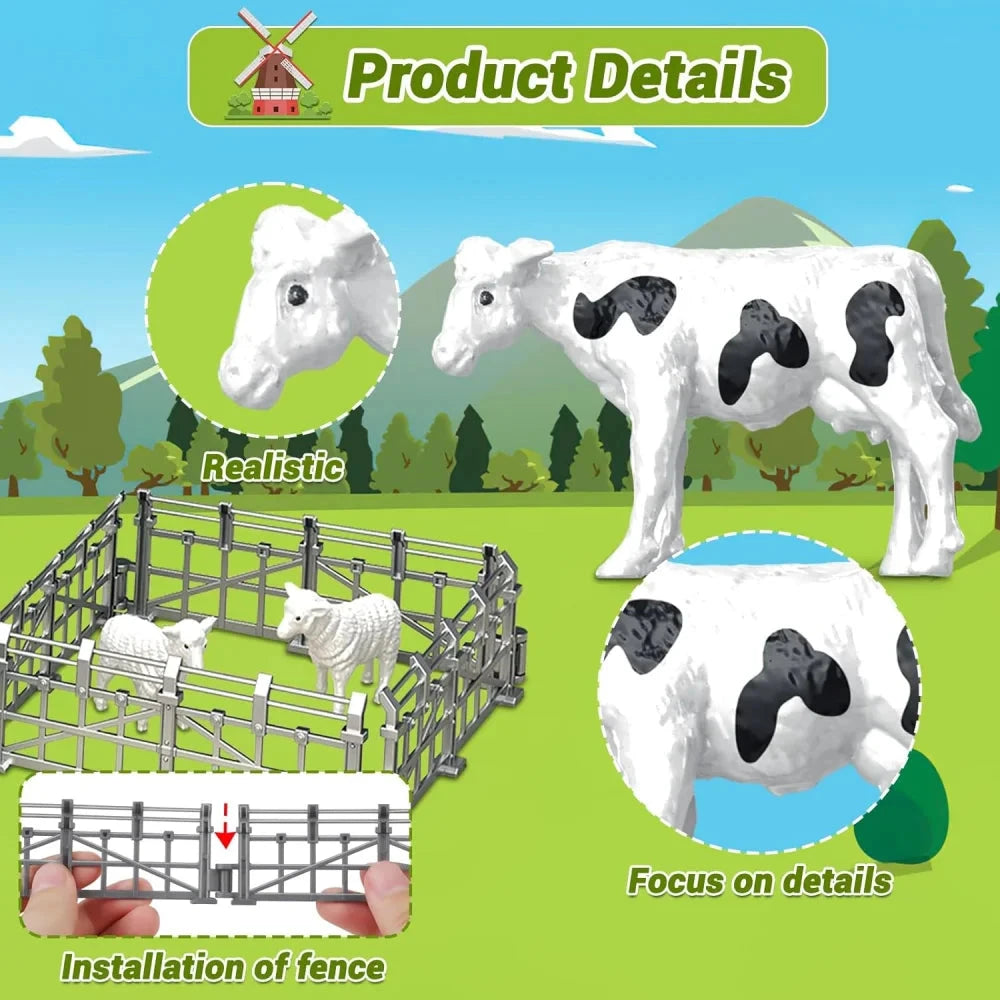 Children's Farm Scene Toy Set, Includes House, Windmill, 6 Farm Vehicles, 12 Poultry Animals, and Farm Map, Suitable for Boys and Girls Aged 3-6, Birthday Gift, Christmas Gift, New Year Gift by Creative Vault Marketplace