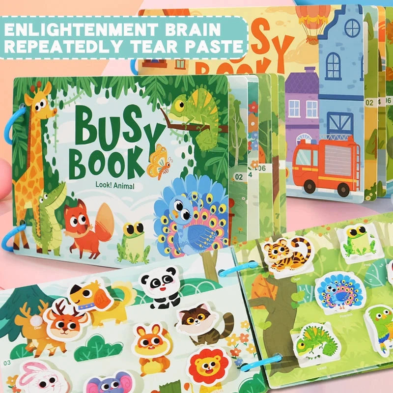 Children's Reusable Activity Books, Early Learning Educational Tools for School and Home, Fun Interactive Toys with Animal, Transportation, and Farm Themes, Matching Games, Suitable for Ages Three and up by Creative Vault Marketplace