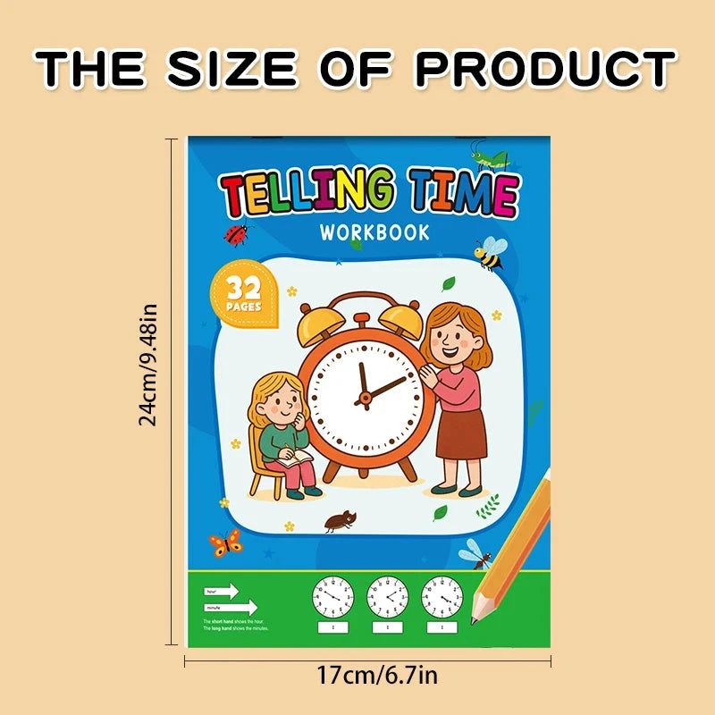 Children's Time Concept Practice Workbook, Suitable for Home School and Kindergarten Activities, Includes Reading and Math Practice Sheets, Perfect for Classroom Teaching and Back-To-School Supplies. Christmas Gifts. by Creative Vault Marketplace