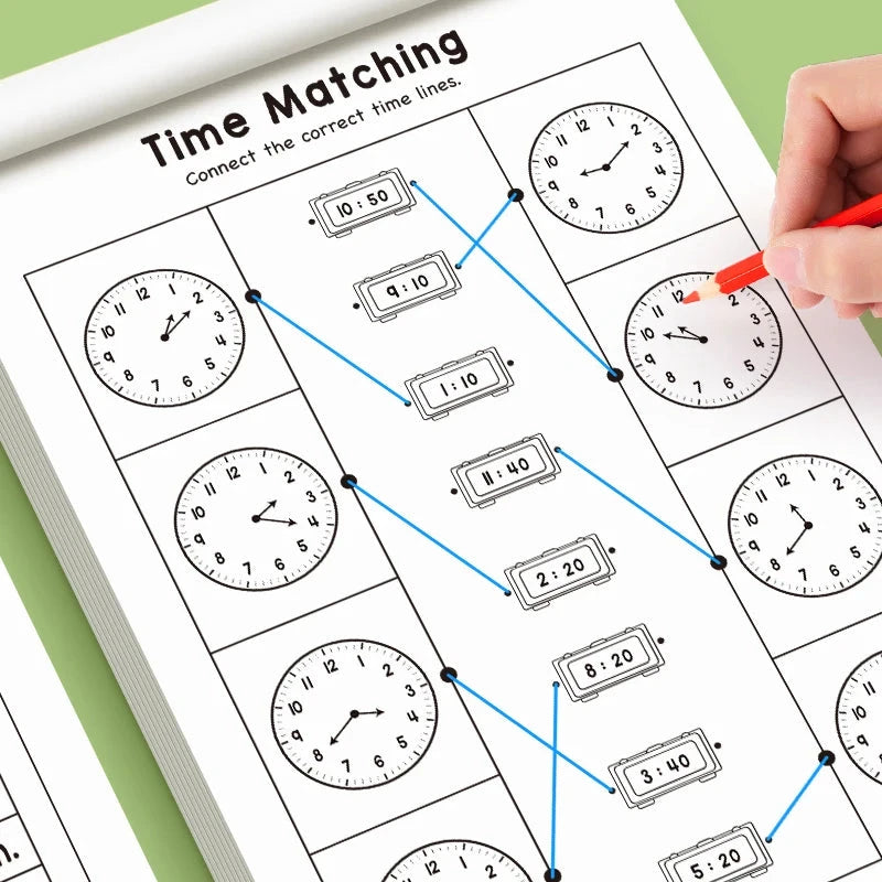 Children's Time Concept Practice Workbook, Suitable for Home School and Kindergarten Activities, Includes Reading and Math Practice Sheets, Perfect for Classroom Teaching and Back-To-School Supplies. Christmas Gifts. by Creative Vault Marketplace