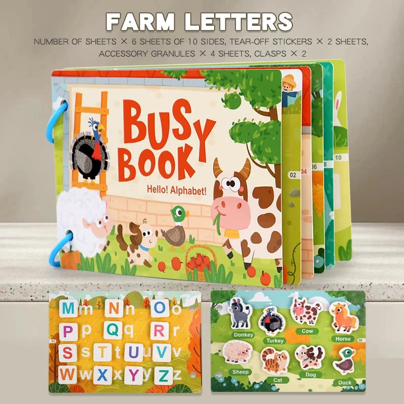 Children's Reusable Activity Books, Early Learning Educational Tools for School and Home, Fun Interactive Toys with Animal, Transportation, and Farm Themes, Matching Games, Suitable for Ages Three and up by Creative Vault Marketplace