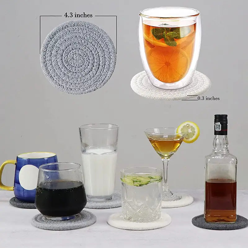 Artisan Woven Cotton Coasters - Ultra Absorbent