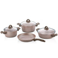 Papilla Non-Stick Cookware Set - 7 Piece Aluminium Pots and Pans with Heat-Resistant Glass Lids, Ergonomic Handles, Durable PTFe Coating by Beauty Care Bag