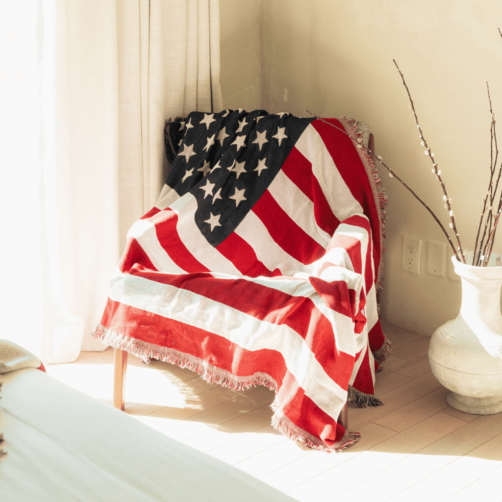 USA Flag Woven Throw Blanket by Ceibo House