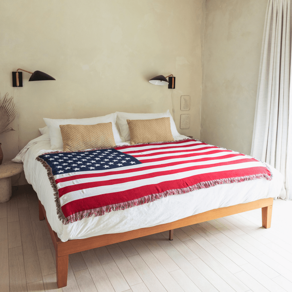 USA Flag Woven Throw Blanket by Ceibo House
