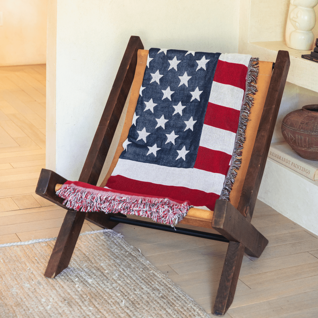 USA Flag Woven Throw Blanket by Ceibo House