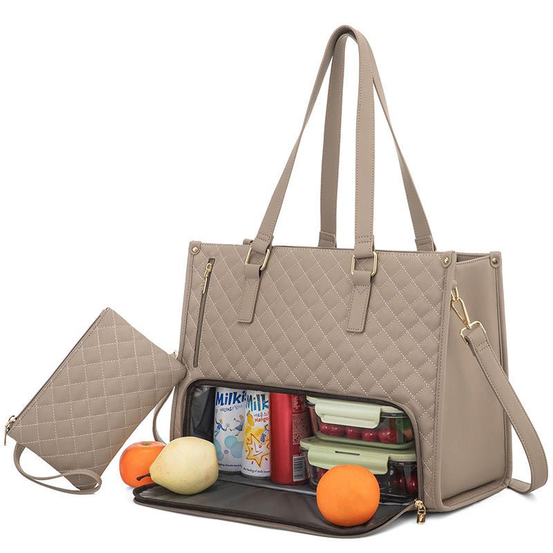 2-in-1 Quilted Lunch Tote Bag with Wallet | Women's Insulated Crossbody by Creative Vault Marketplace