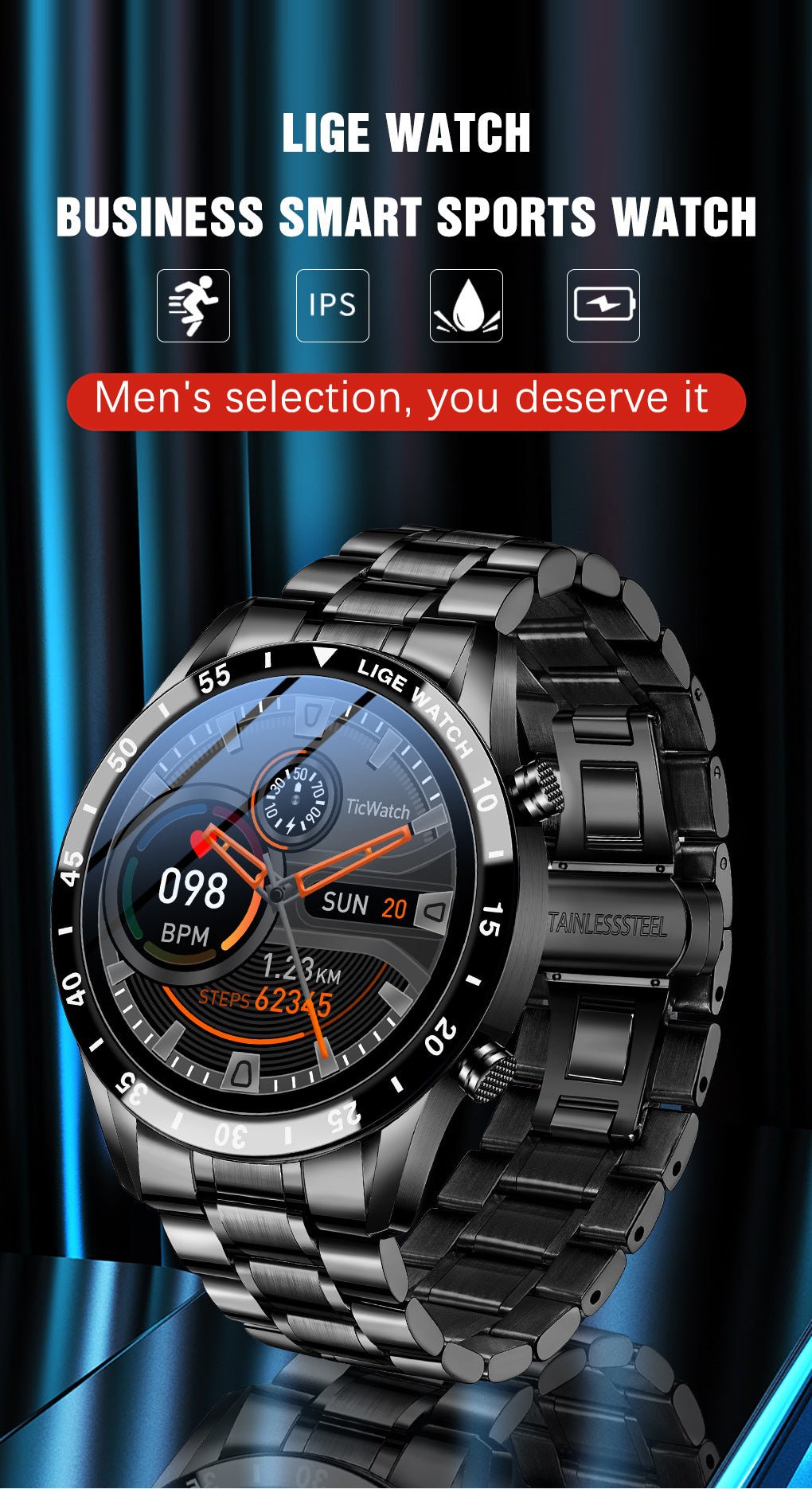 LIGE Smart Watch with Health Monitoring & Smart Notifications by Creative Vault Marketplace