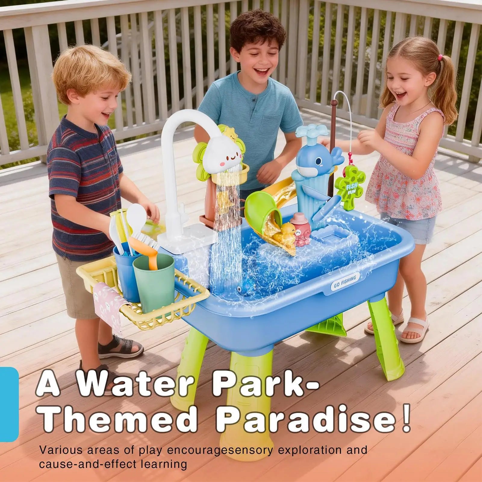 Children Kitchen Toys Electric Fun Waters Play Water Wash Basin Fishing Dishwashing Home Role-playing Baby Early Education Toys by Creative Vault Marketplace