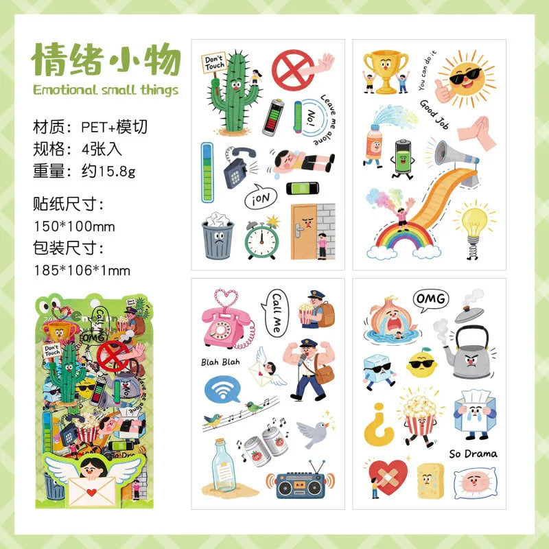 Yuezhen Cultural and Creative Daily Funny PET Journal Stickers Cute Journal Materials Children's Stickers Small Gift by Creative Vault Marketplace