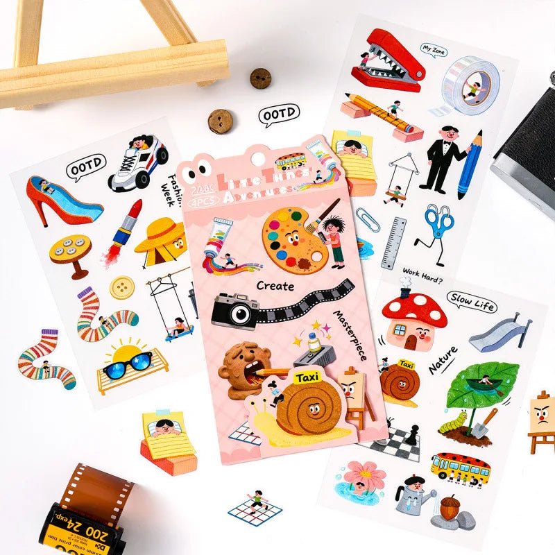 Yuezhen Cultural and Creative Daily Funny PET Journal Stickers Cute Journal Materials Children's Stickers Small Gift by Creative Vault Marketplace