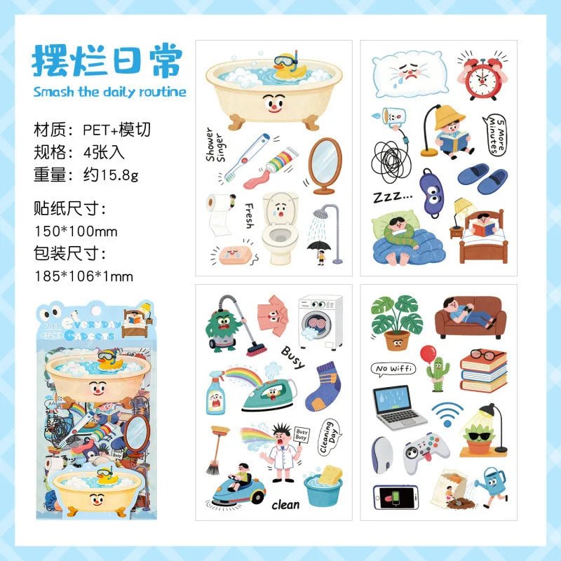 Yuezhen Cultural and Creative Daily Funny PET Journal Stickers Cute Journal Materials Children's Stickers Small Gift by Creative Vault Marketplace
