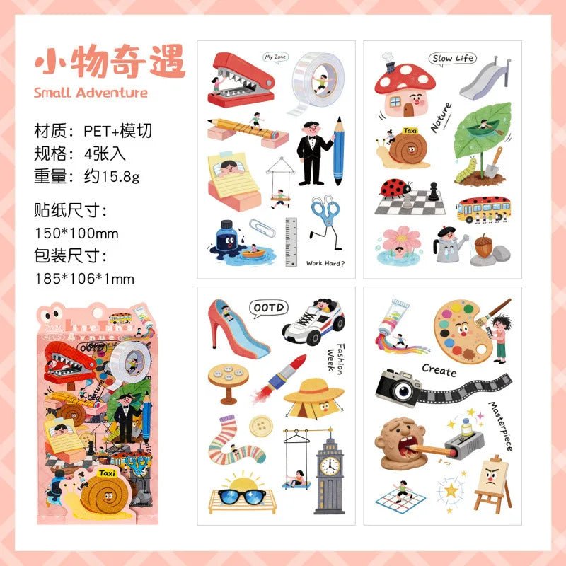 Yuezhen Cultural and Creative Daily Funny PET Journal Stickers Cute Journal Materials Children's Stickers Small Gift by Creative Vault Marketplace