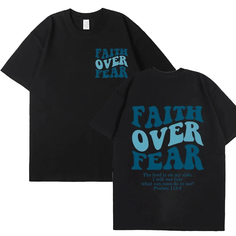 Faith Over Fear Christian Women T-shirts Christian Clothes Jesus Fashion Trendy T-shirts Bible Verse Sportwear Aesthetic Clothes by Creative Vault Marketplace