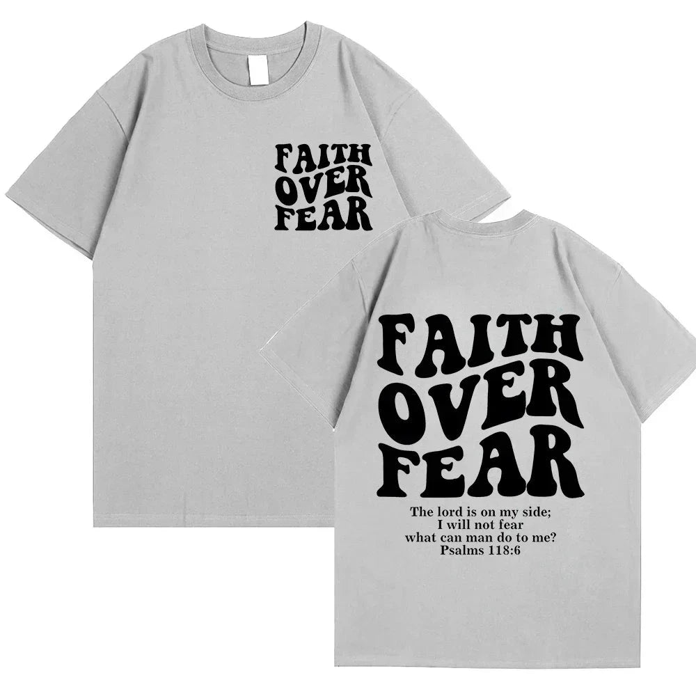 Faith Over Fear Christian Women T-shirts Christian Clothes Jesus Fashion Trendy T-shirts Bible Verse Sportwear Aesthetic Clothes by Creative Vault Marketplace