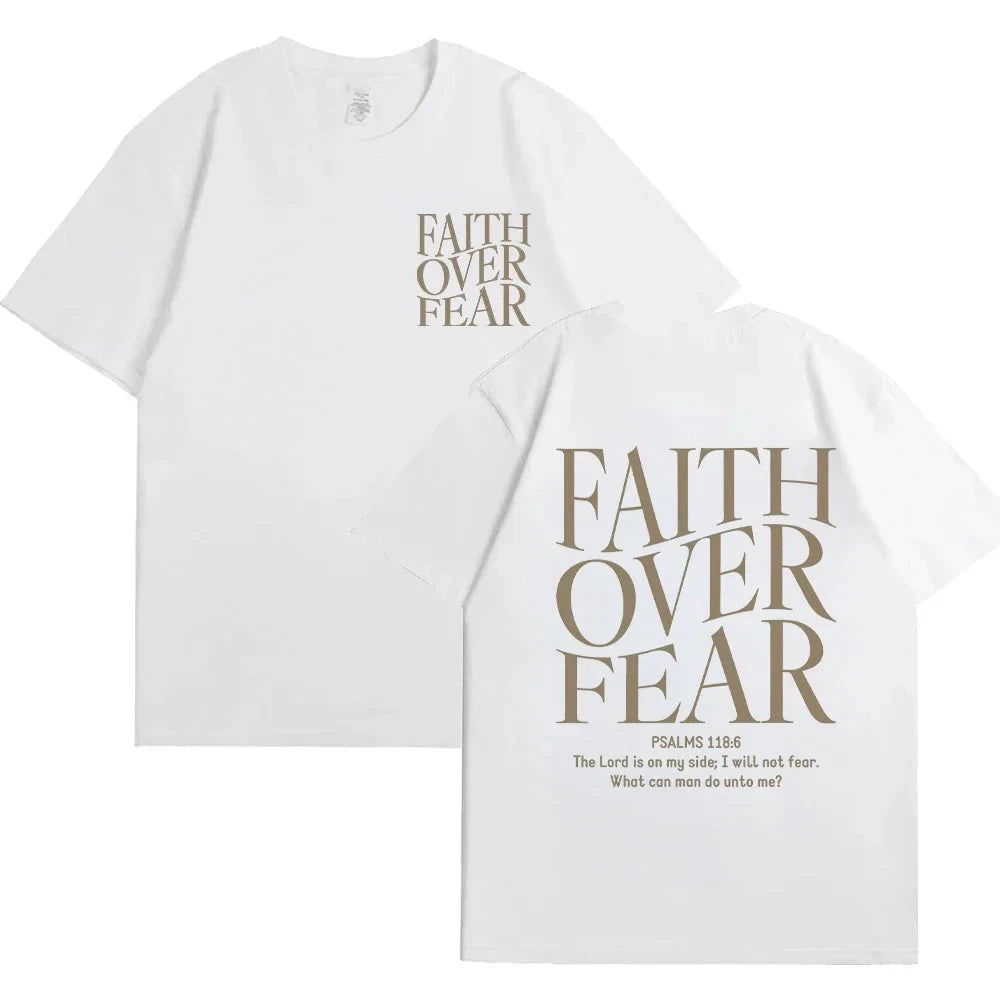 Faith Over Fear Christian Women T-shirts Christian Clothes Jesus Fashion Trendy T-shirts Bible Verse Sportwear Aesthetic Clothes by Creative Vault Marketplace
