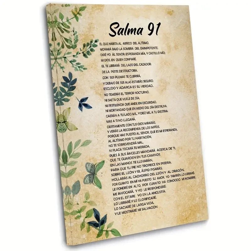 1pc Canvas Poster Religion Art, Psalm 91 Wall Art Spanish Verses No Frame Christian Bible Verses Wall Decor Inspirational Quotes by Creative Vault Marketplace