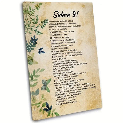 1pc Canvas Poster Religion Art, Psalm 91 Wall Art Spanish Verses No Frame Christian Bible Verses Wall Decor Inspirational Quotes by Creative Vault Marketplace