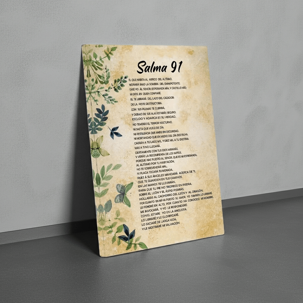 1pc Canvas Poster Religion Art, Psalm 91 Wall Art Spanish Verses No Frame Christian Bible Verses Wall Decor Inspirational Quotes by Creative Vault Marketplace