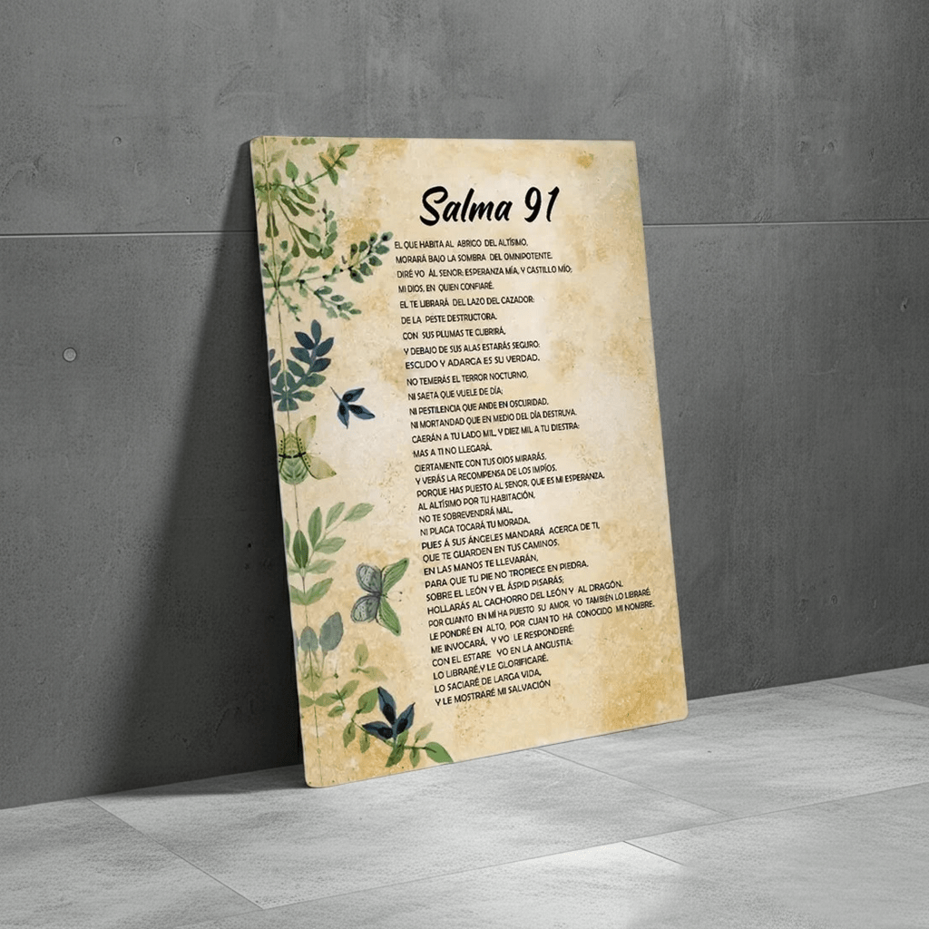 1pc Canvas Poster Religion Art, Psalm 91 Wall Art Spanish Verses No Frame Christian Bible Verses Wall Decor Inspirational Quotes by Creative Vault Marketplace