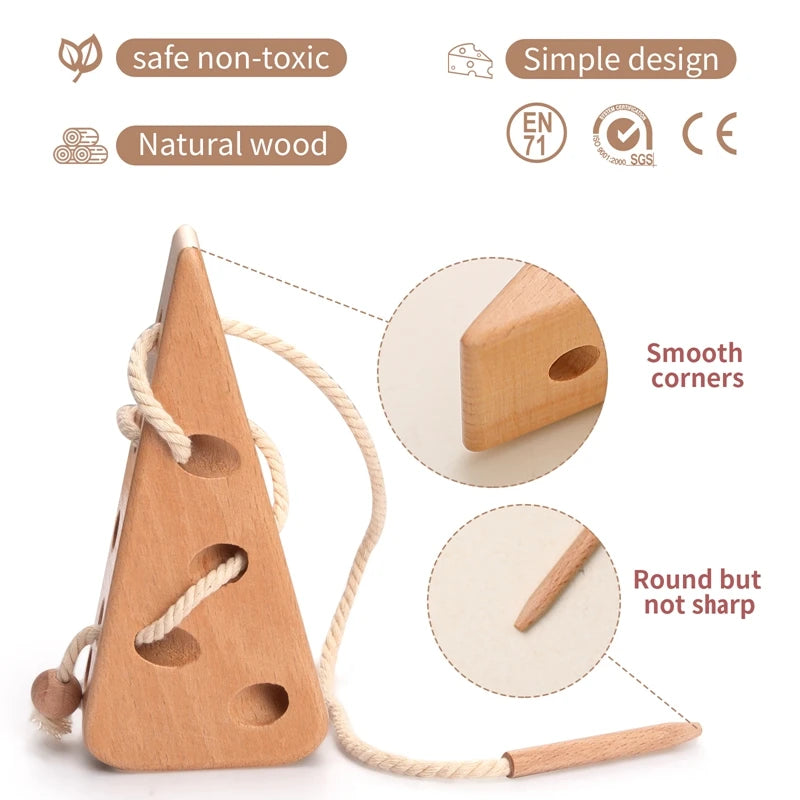 Baby Wooden Threading Board Cheese Montessori Toys Fingers Flexible Training Games For Children Early Educational Products Gifts by Creative Vault Marketplace