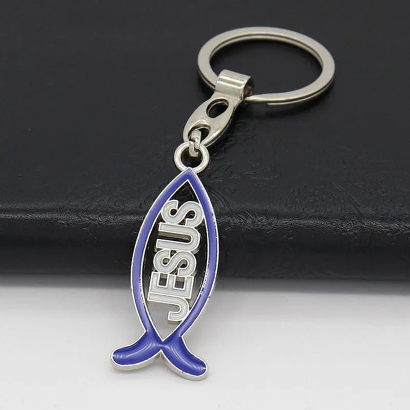 Catholic Christian Jewelry Alloy Dripping Jesus (Jesus) Fish Fashion Keychain Pendant Crafts Car Keychain by Creative Vault Marketplace
