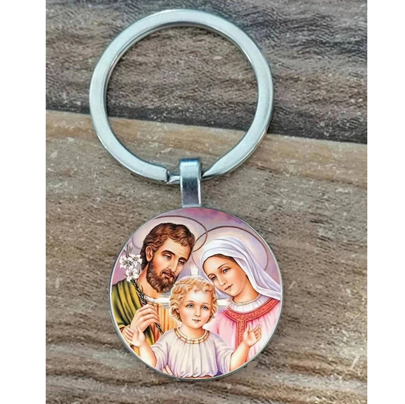 Faith Prayer Keychain - Alloy Round Pendant, Suitable for Bags and Backpacks - The Perfect Gift for Family on Mother's Day by Creative Vault Marketplace