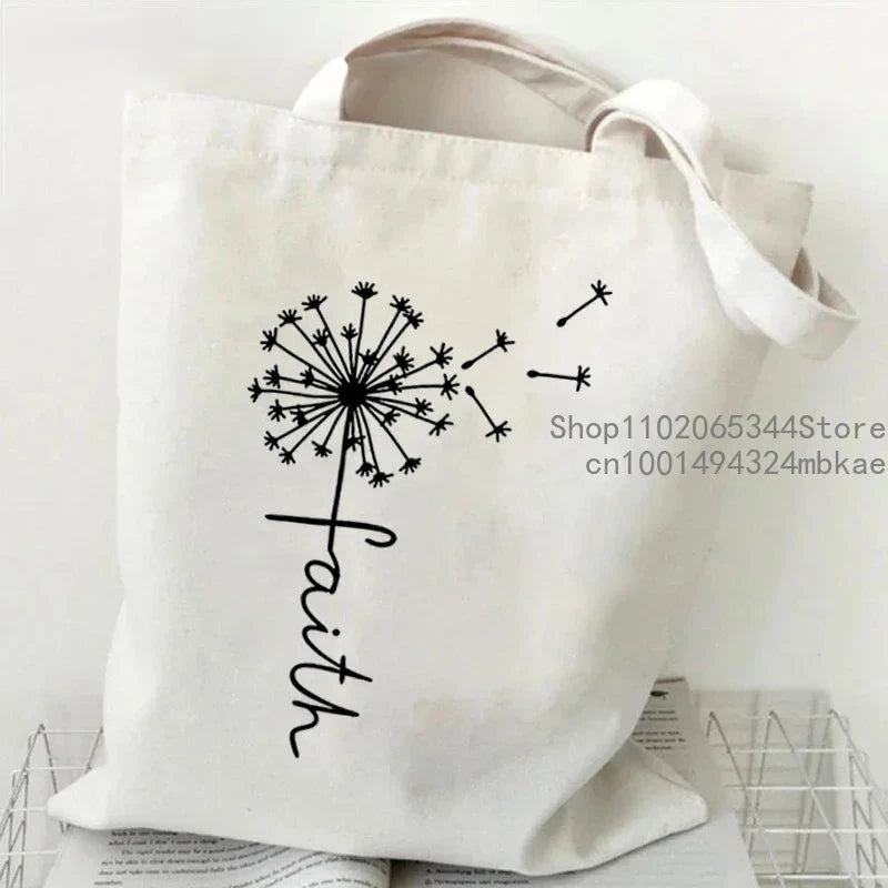Faith Printed Heart Tote Bag: Stylish Canvas Shoulder Bag for Everyday Inspiration by Creative Vault Marketplace