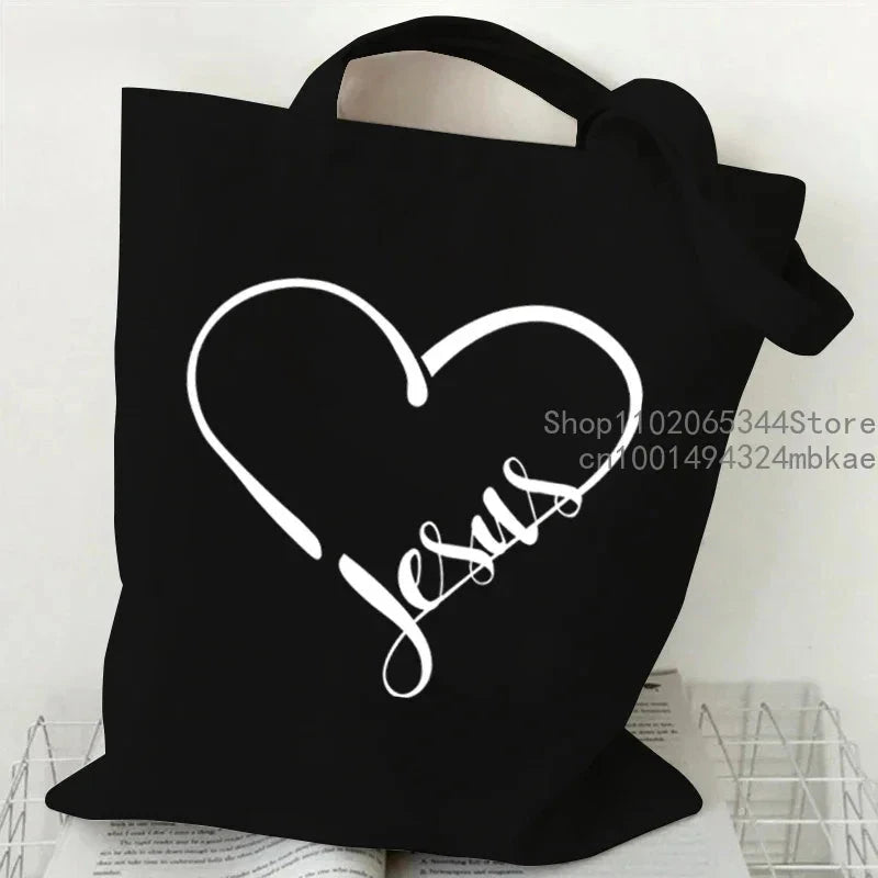 Faith Printed Heart Tote Bag: Stylish Canvas Shoulder Bag for Everyday Inspiration by Creative Vault Marketplace