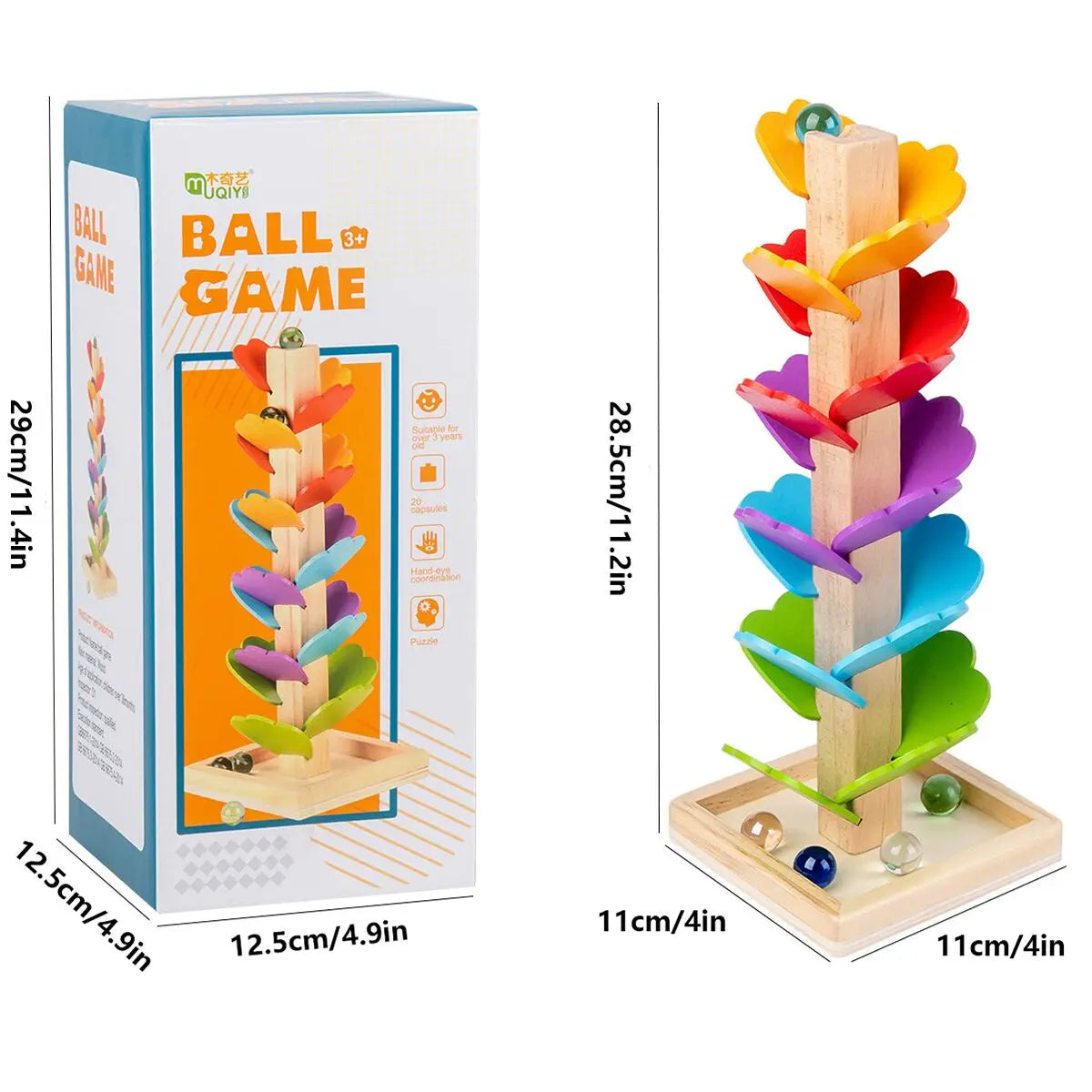 Children's music tree toys, wooden beads, rainbow petals, puzzle building blocks, early education, falling leaves, rolling balls by Creative Vault Marketplace