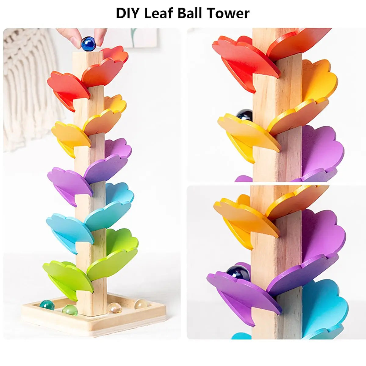 Children's music tree toys, wooden beads, rainbow petals, puzzle building blocks, early education, falling leaves, rolling balls by Creative Vault Marketplace